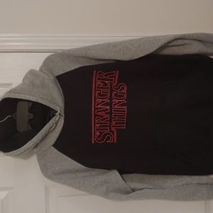Stranger Things TV Series Mens Long Sleeve Hoodie. Black, Red and Gray. Size M.